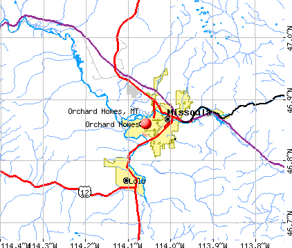 Orchard Homes, MT map