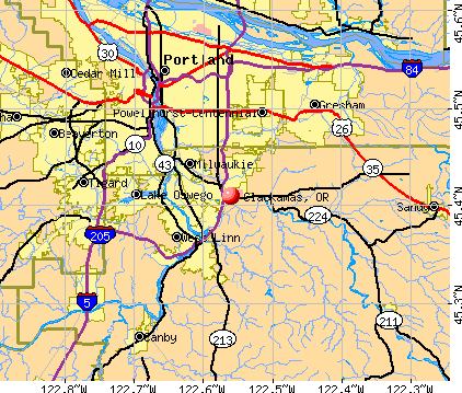 Clackamas, OR map