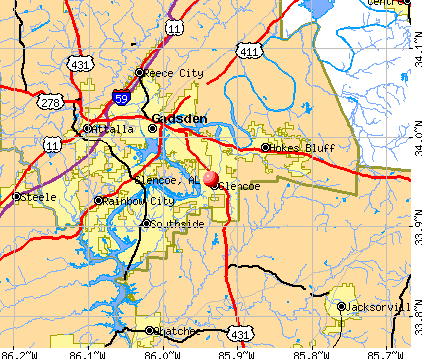 Glencoe, AL map
