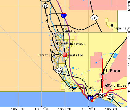 Canutillo, TX map