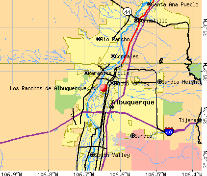 Los Ranchos de Albuquerque, NM map
