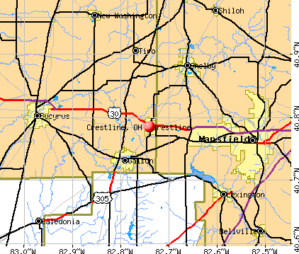 Crestline, OH map
