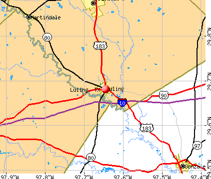 Luling, TX map