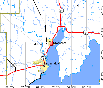 Gladstone, MI map