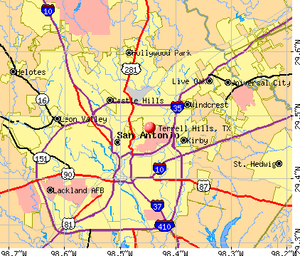 Terrell Hills, TX map