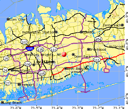 Wheatley Heights, NY map