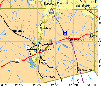Keene, TX map
