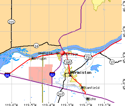 Umatilla, OR map