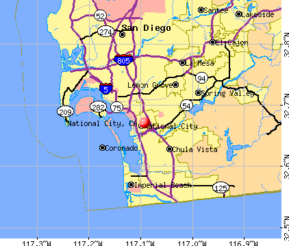 National City, CA map