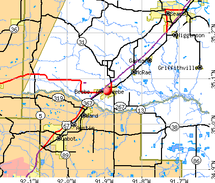 Beebe, AR map