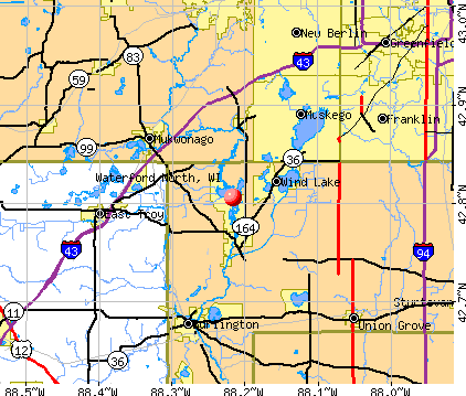 Waterford North, WI map