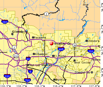 Arcadia, CA map