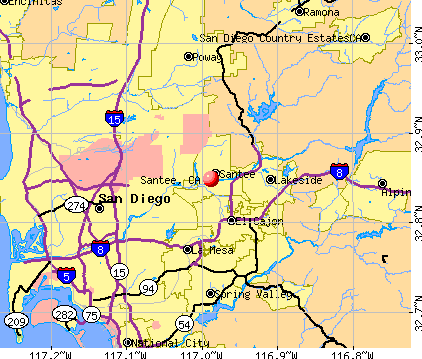 Santee, CA map