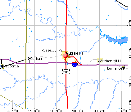 Russell, KS map
