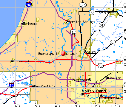 Buchanan, MI map