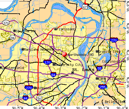 Northwoods, MO map
