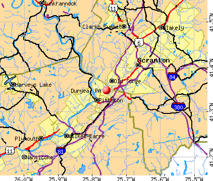 Duryea, PA map