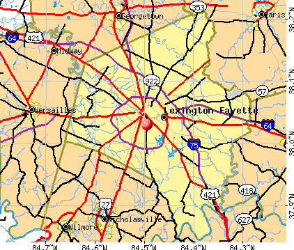 Lexington-Fayette, KY map