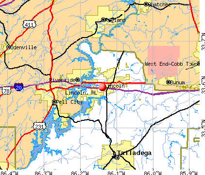 Lincoln, AL map