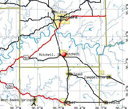 Mitchell, IN map