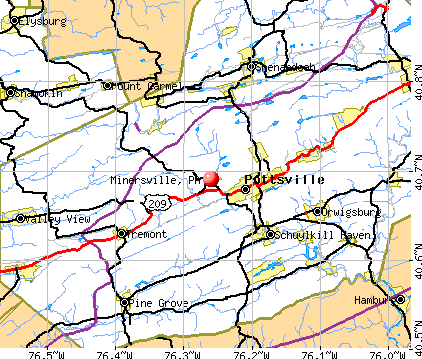 Minersville, PA map