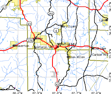 Winfield, AL map