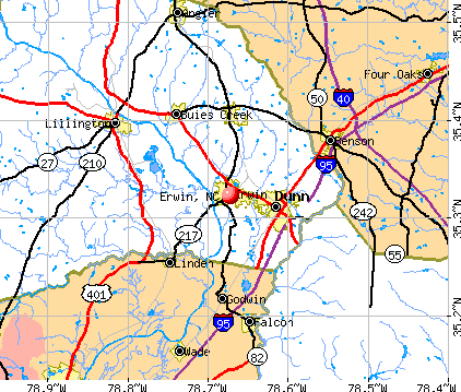 Erwin, NC map