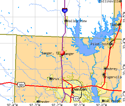 Sanger, TX map