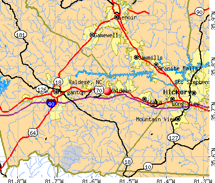 Valdese, NC map