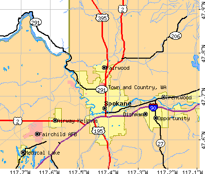 Town and Country, WA map