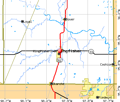 Kingfisher, OK map