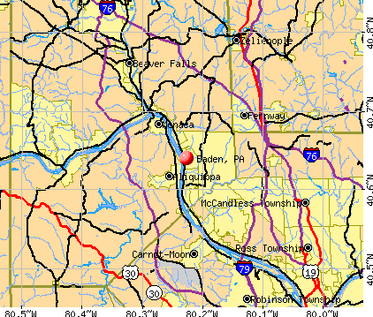 Baden, PA map