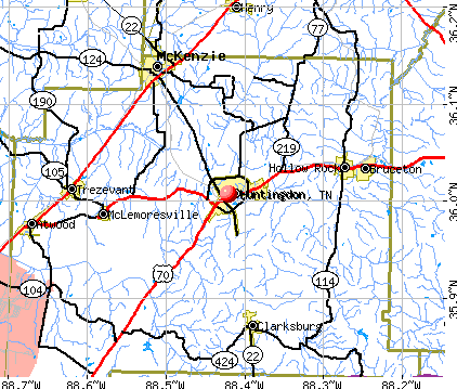 Huntingdon, TN map