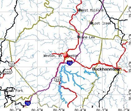 Weston, WV map