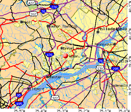 Aldan, PA map