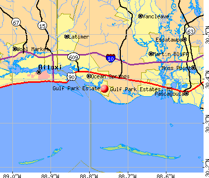 Gulf Park Estates, MS map