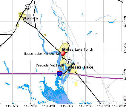 Moses Lake North, WA map