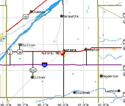 Aurora, NE map
