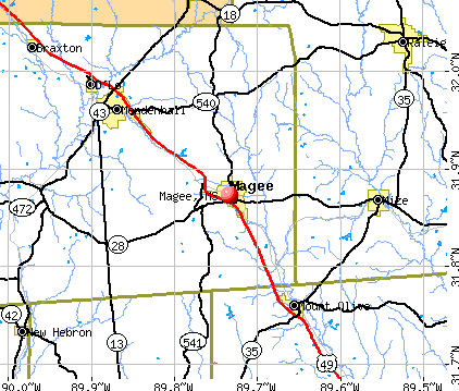 Magee, MS map