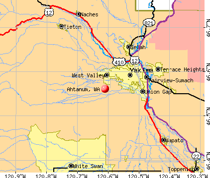 Ahtanum, WA map