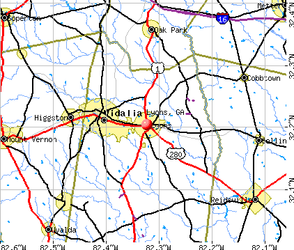 Lyons, GA map