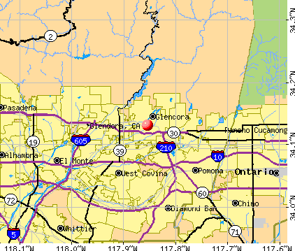 Glendora, CA map