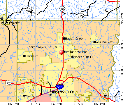 Meridianville, AL map