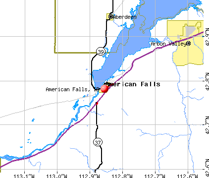 American Falls, ID map