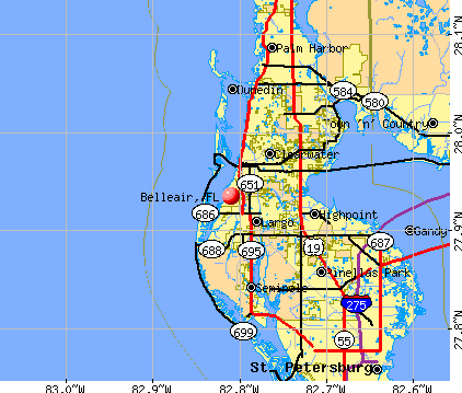 Belleair, FL map