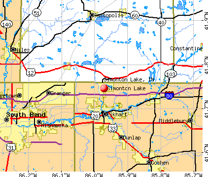 Simonton Lake, IN map