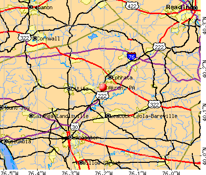 Akron, PA map