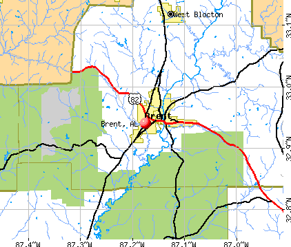 Brent, AL map