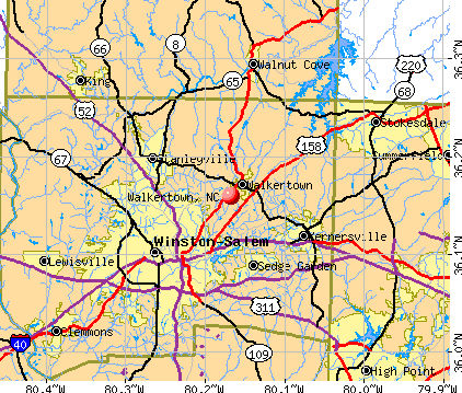 Walkertown, NC map