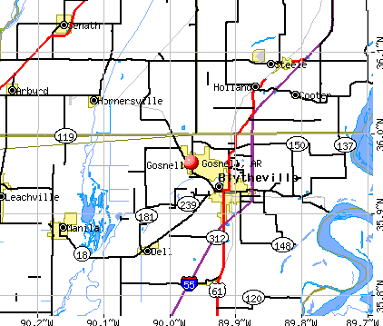 Gosnell, AR map